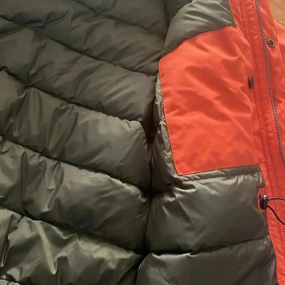 [L]Abercrombie & Fitch Orange Red M-51 Down Filled Parka Jacket Coat Sherpa Hood - Picture 5 of 7